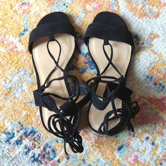 Topshop Daisy Strappy Ankle Marble Mid Block Heeled Sandals Black Size 7.5 - Picture 4 of 15